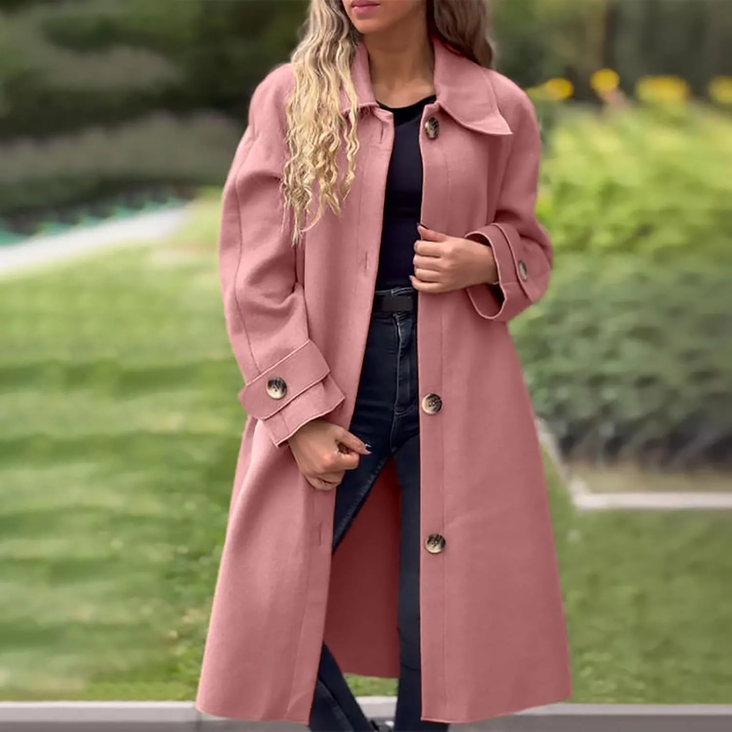 Trench Coats for Women Long Jacket Loose Fitting Warm Winter Outwear Fashion Lapel Jacket Coats Long Coats for Women