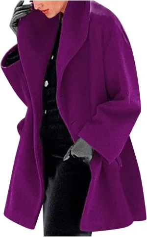 Trench Coats for Women Long Jacket Loose Fitting Warm Winter Outwear Fashion Lapel Jacket Coats Long Coats for Women