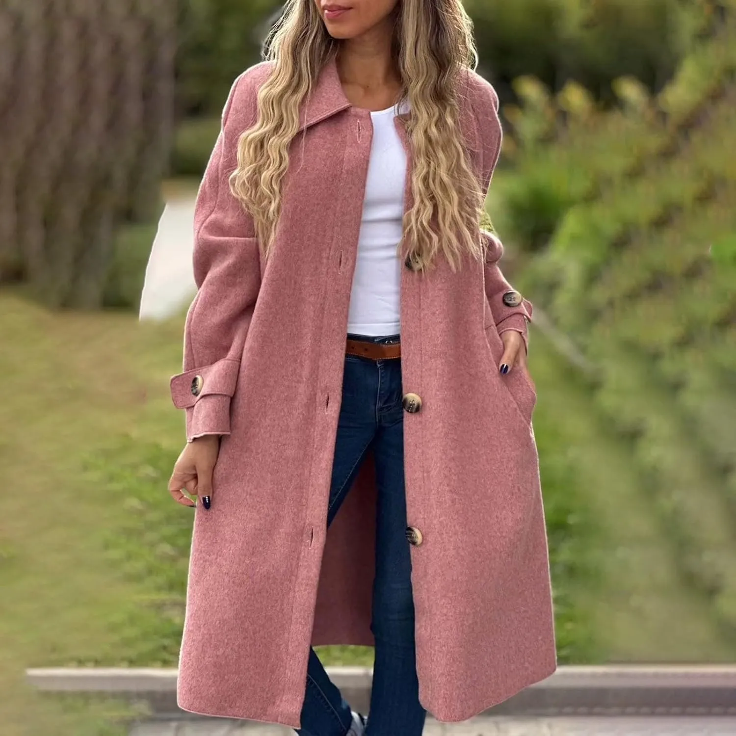 Trench Coats for Women Long Jacket Loose Fitting Warm Winter Outwear Fashion Lapel Jacket Coats Long Coats for Women