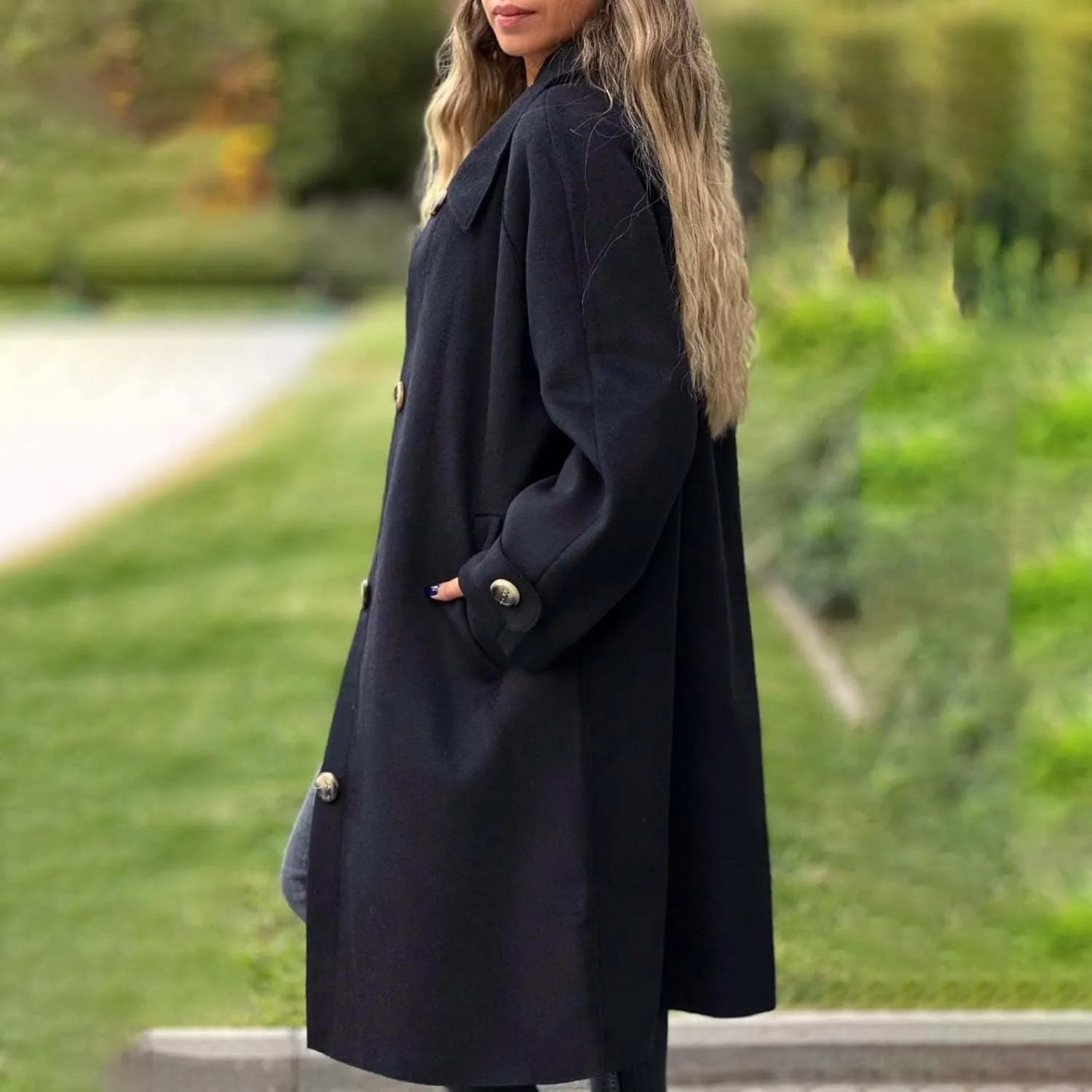 Trench Coats for Women Long Jacket Loose Fitting Warm Winter Outwear Fashion Lapel Jacket Coats Long Coats for Women