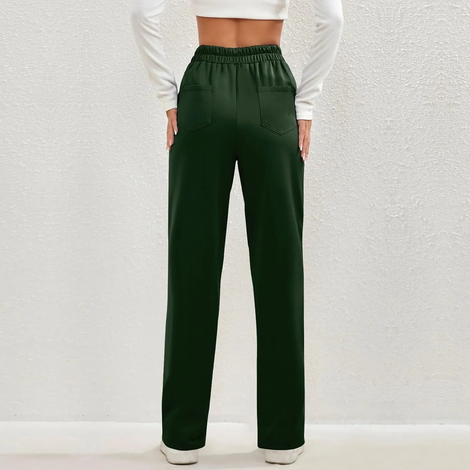 Trousers Pants for Women Women's Casual Straight Leg Pants High Waisted Button Down Stretchy Business Work Trousers