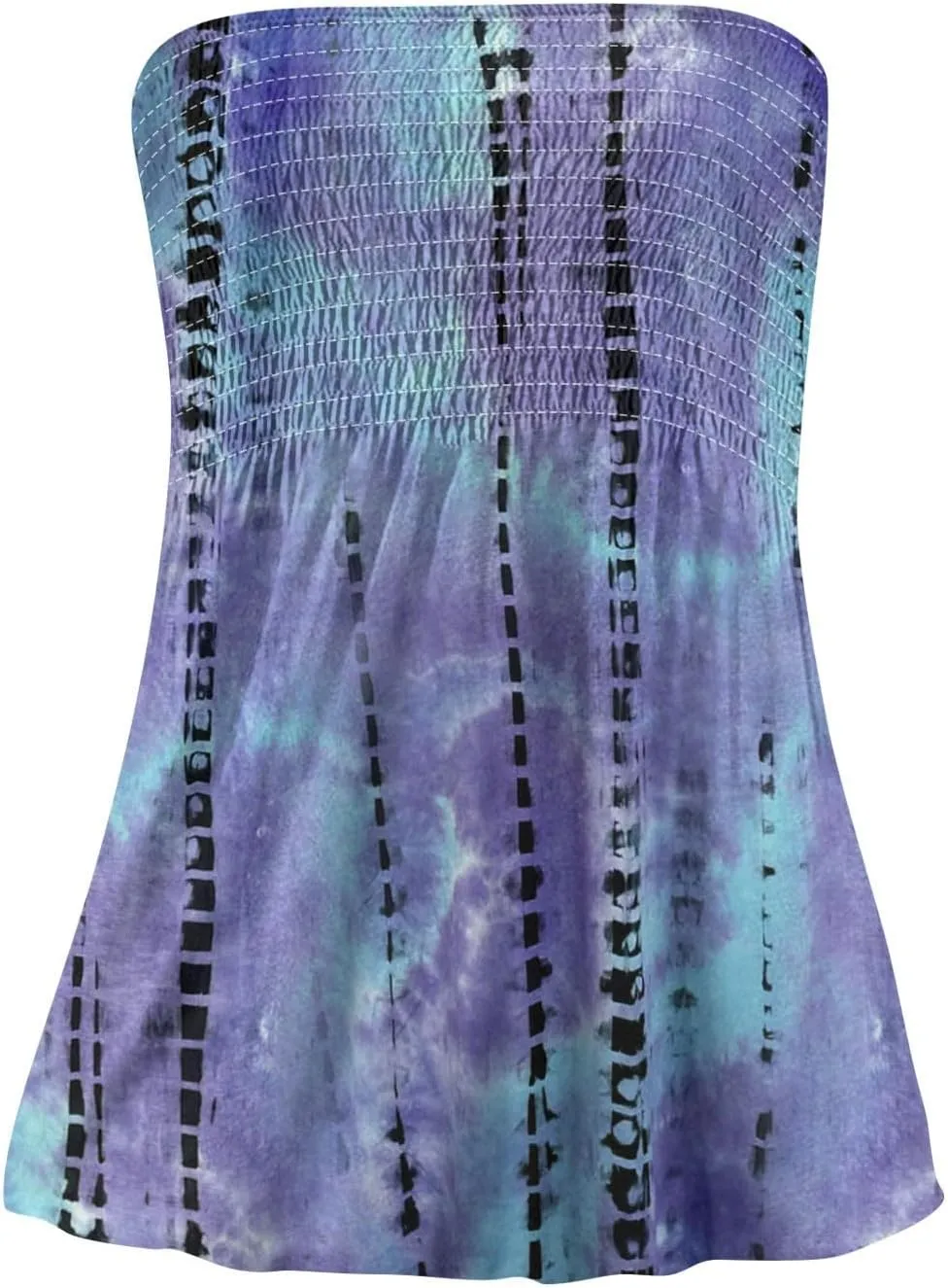 Tube Tops for Women Sleeveless Smocked Ruffled Tanks Strapless Floral Print Tube Tops Lightweight Sexy Bandeau
