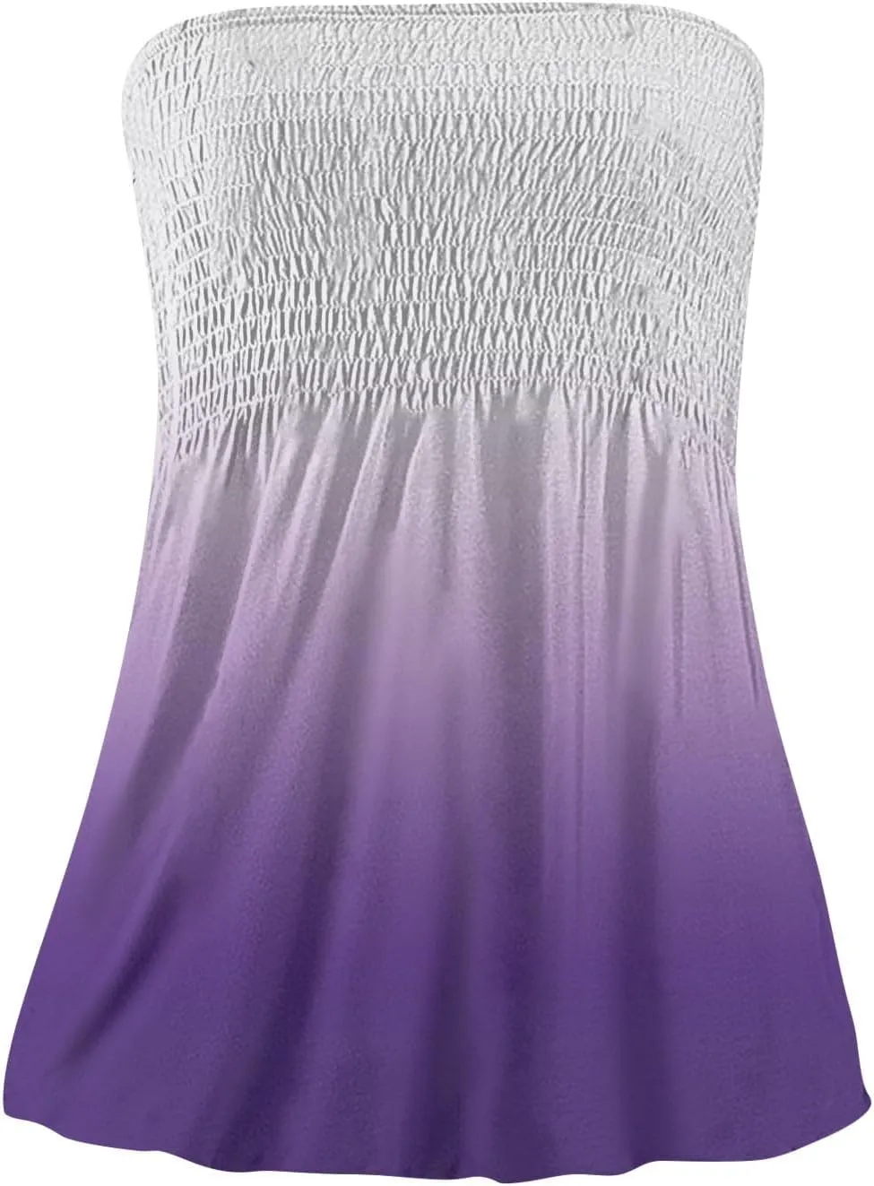 Tube Tops for Women Sleeveless Smocked Ruffled Tanks Strapless Floral Print Tube Tops Lightweight Sexy Bandeau