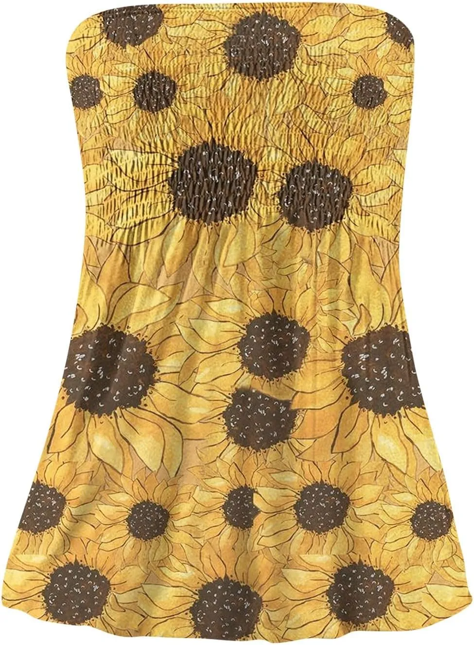 Tube Tops for Women Smocked Ruffled Floral Print Tanks Sleeveless Strapless Tube Tops Business Casual Bandeau