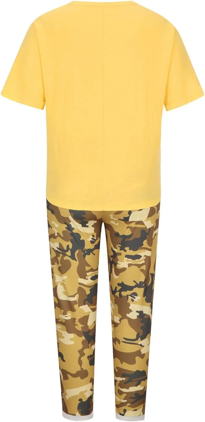 Two Piece Summer Outfits for Women Casual Cotton Linen Sets Oversized T Shirts Camo Capri Pants 2025 Resort Wear