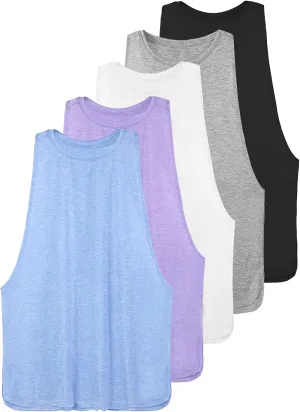 Ullnoy Workout Tank Tops for Women Running Muscle Tanks Sleeveless Loose Fit Gym Yoga Sport Shirts 3-5 Pack