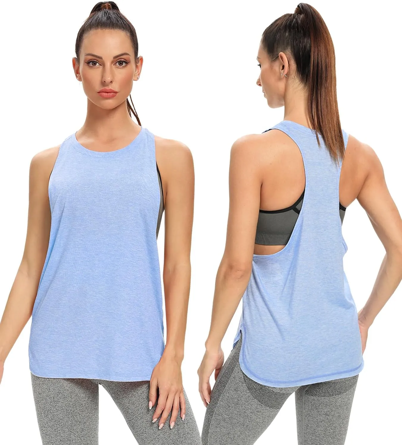 Ullnoy Workout Tank Tops for Women Running Muscle Tanks Sleeveless Loose Fit Gym Yoga Sport Shirts 3-5 Pack
