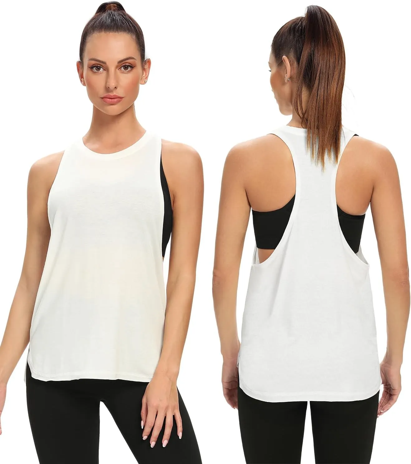 Ullnoy Workout Tank Tops for Women Running Muscle Tanks Sleeveless Loose Fit Gym Yoga Sport Shirts 3-5 Pack