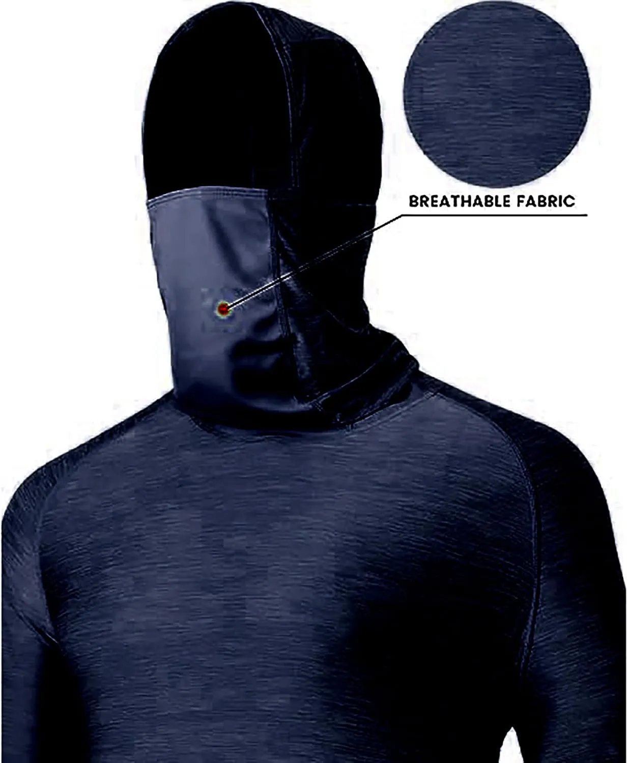 UPF 50  Fishing Shirts for Men Solid Long Sleeve UV Sun Protection Rash Guard Quick Dry Sun Hoodie with Neck Gaiter