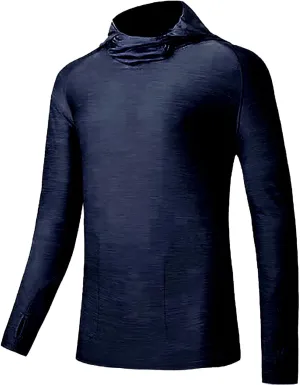 UPF 50  Fishing Shirts for Men Solid Long Sleeve UV Sun Protection Rash Guard Quick Dry Sun Hoodie with Neck Gaiter