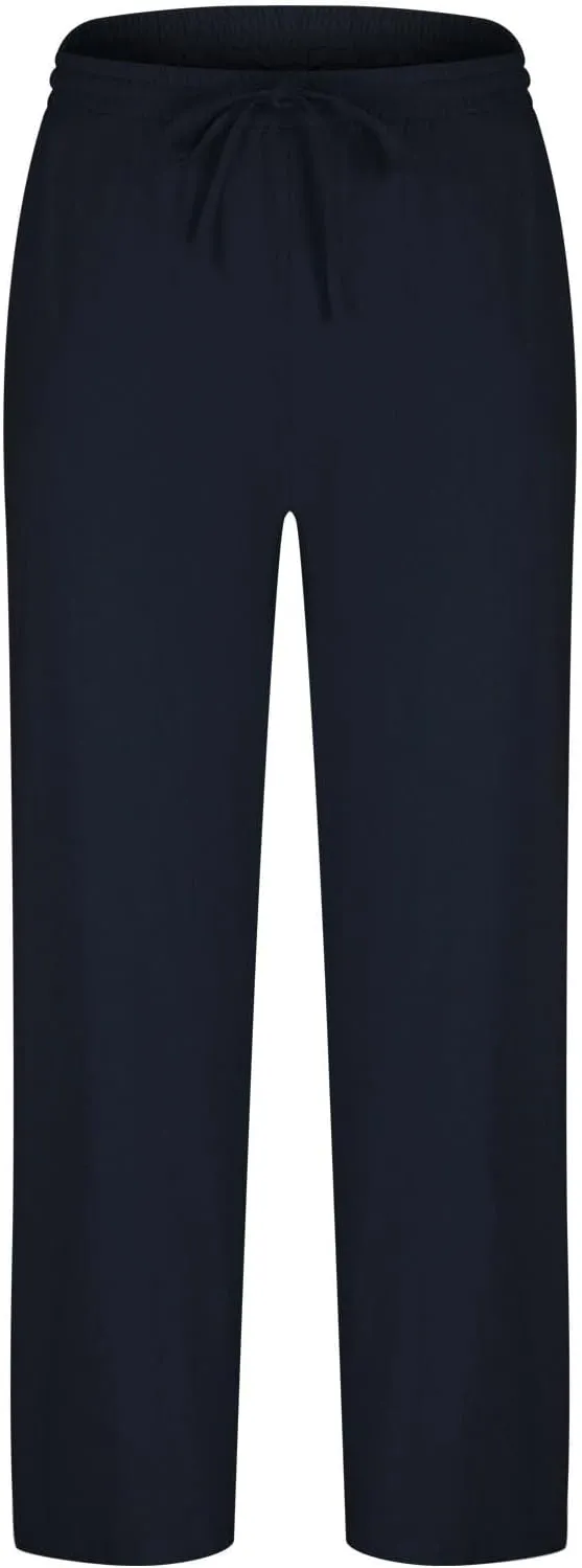 Vickyleb Men's Linen Pants Slim Fit Cotton Casual Lightweight Elastic Waist Summer Beach Loose Trousers with Pockets