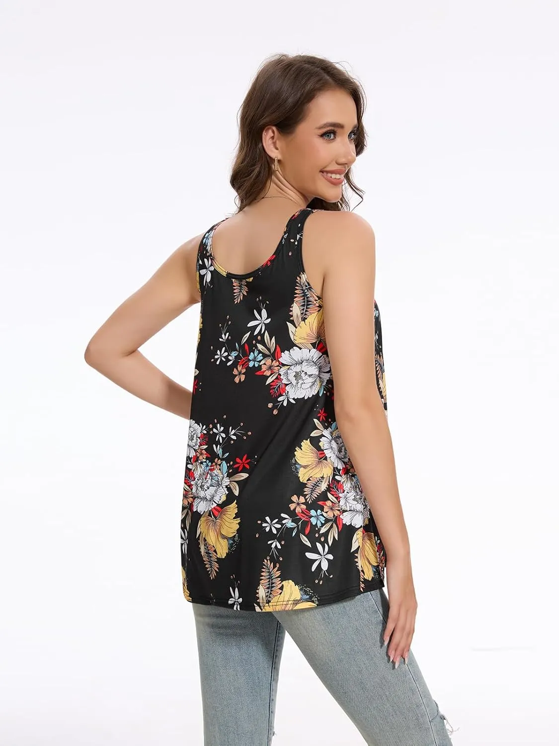 Vislivin Tank Top for Women with Built in Bra Loose Fit Tanks Flowy Plead Camisole for Workout Travel