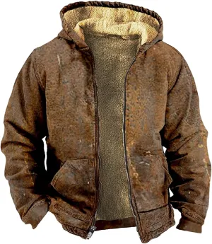 Winter Coats For Men With Hood Fleece Lined Zipper Graphic Coat Motorcycle Heavy Big And Tall Jacket