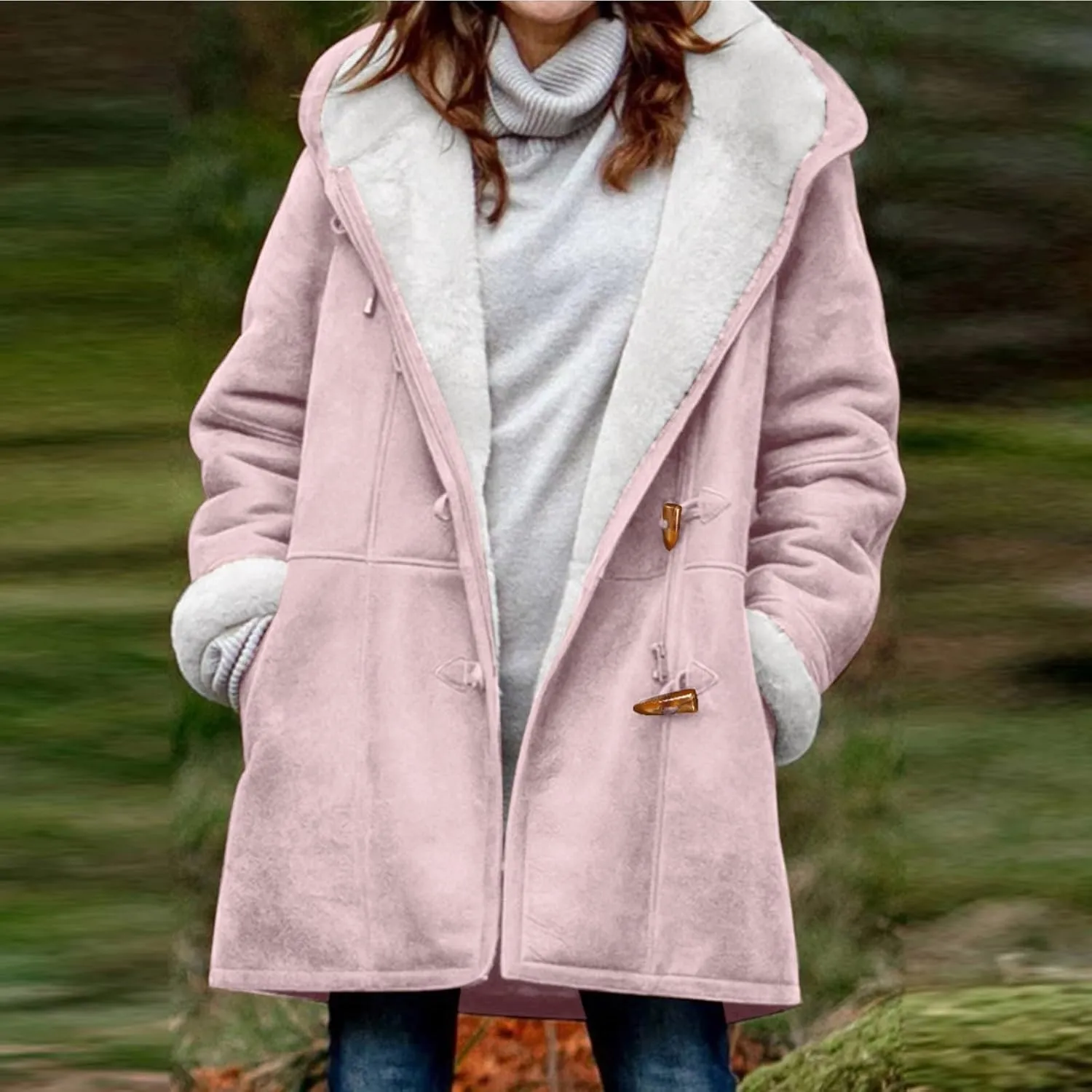 Winter Coats for Women 2023,Fuzzy Fleece Lined Sherpa Jacket Lapel Button Down Long Warm Parka Outerwear