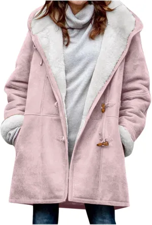 Winter Coats for Women 2023,Fuzzy Fleece Lined Sherpa Jacket Lapel Button Down Long Warm Parka Outerwear