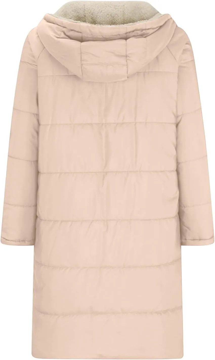 Winter Coats for Women 2024 Thick Fur Lined Long Puffer Jacket Hooded Down Parka Jacket Warm Sherpa Fleece Outerwear