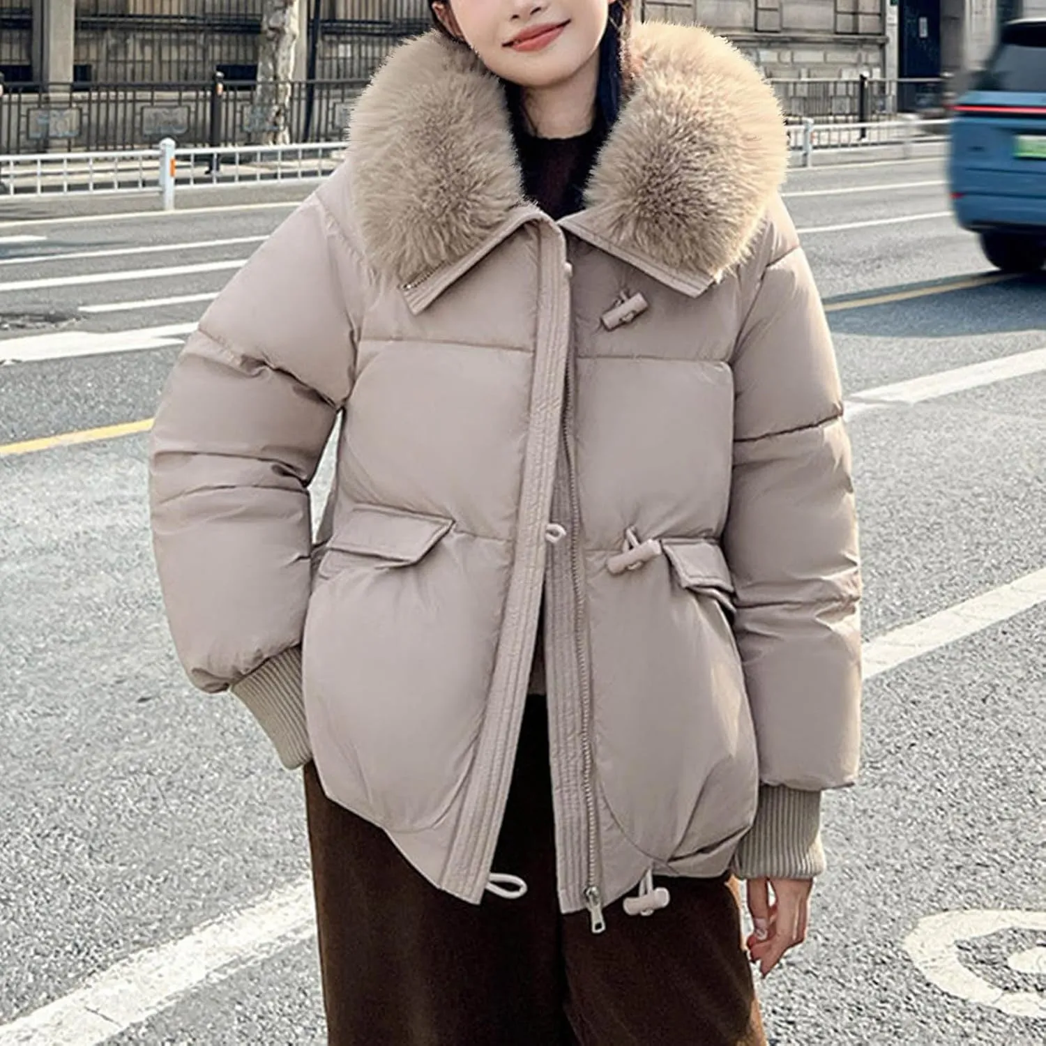 Winter Coats For Women With Hood Fleece Lined Thicken Warm Puffer Parkas Button Down Jacket Trendy Outfits Clothes