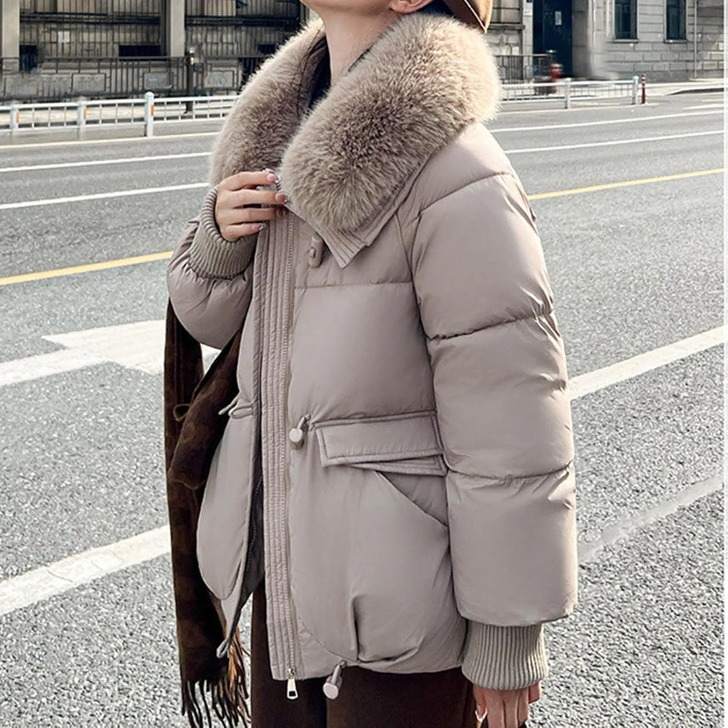 Winter Coats For Women With Hood Fleece Lined Thicken Warm Puffer Parkas Button Down Jacket Trendy Outfits Clothes