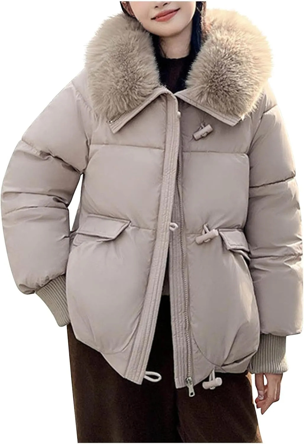 Winter Coats For Women With Hood Fleece Lined Thicken Warm Puffer Parkas Button Down Jacket Trendy Outfits Clothes