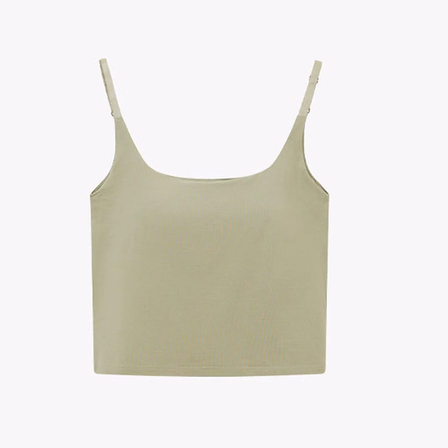 Women Adjustable Spaghetti Straps Cami Tops Summer Built in Bra Crop Tanks Sexy Fitting Square Neck Yoga Undershirt