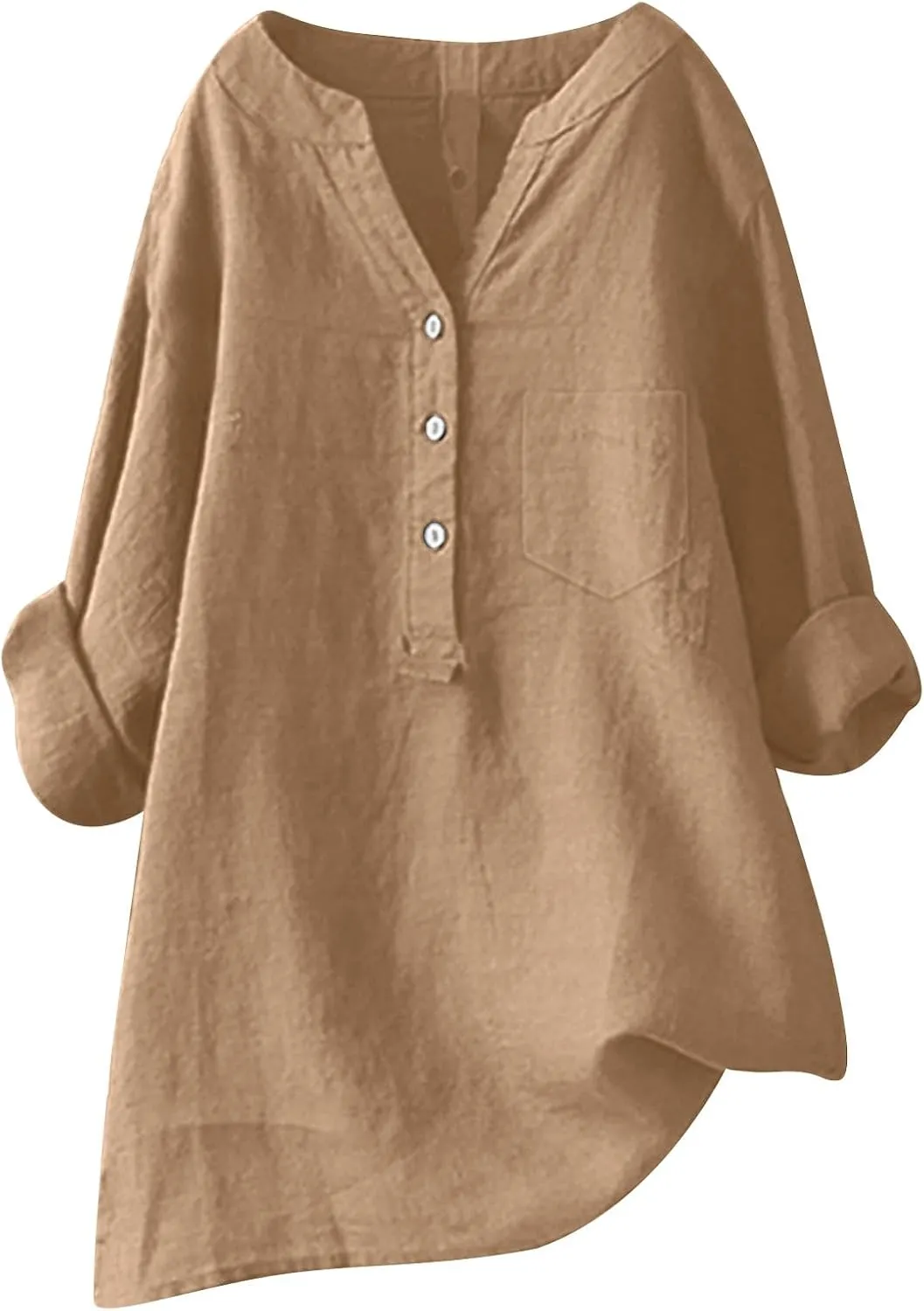 Women Button Up Shirt Plain Short Sleeve Linen Summer Casual Dress Blouse Tops Loose Tee Shirts