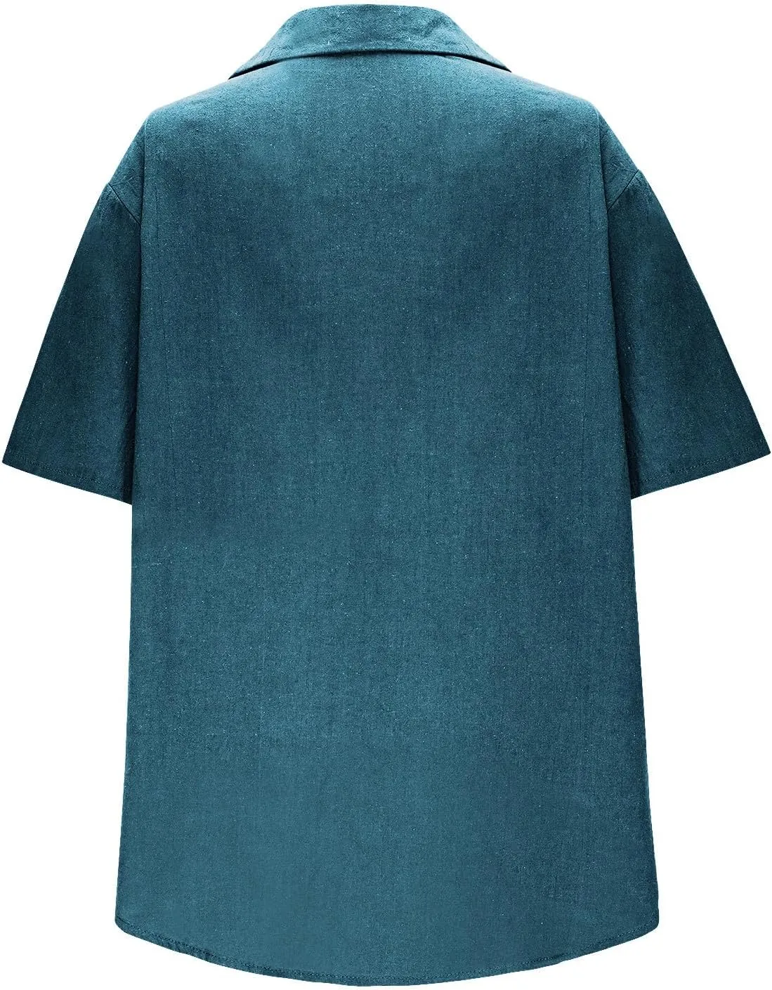 Women Linen Button Down Short Sleeve Lapel Collar Blouse Ladies Summer Casual Dressy V Neck Beach Cotton Shirt Tops