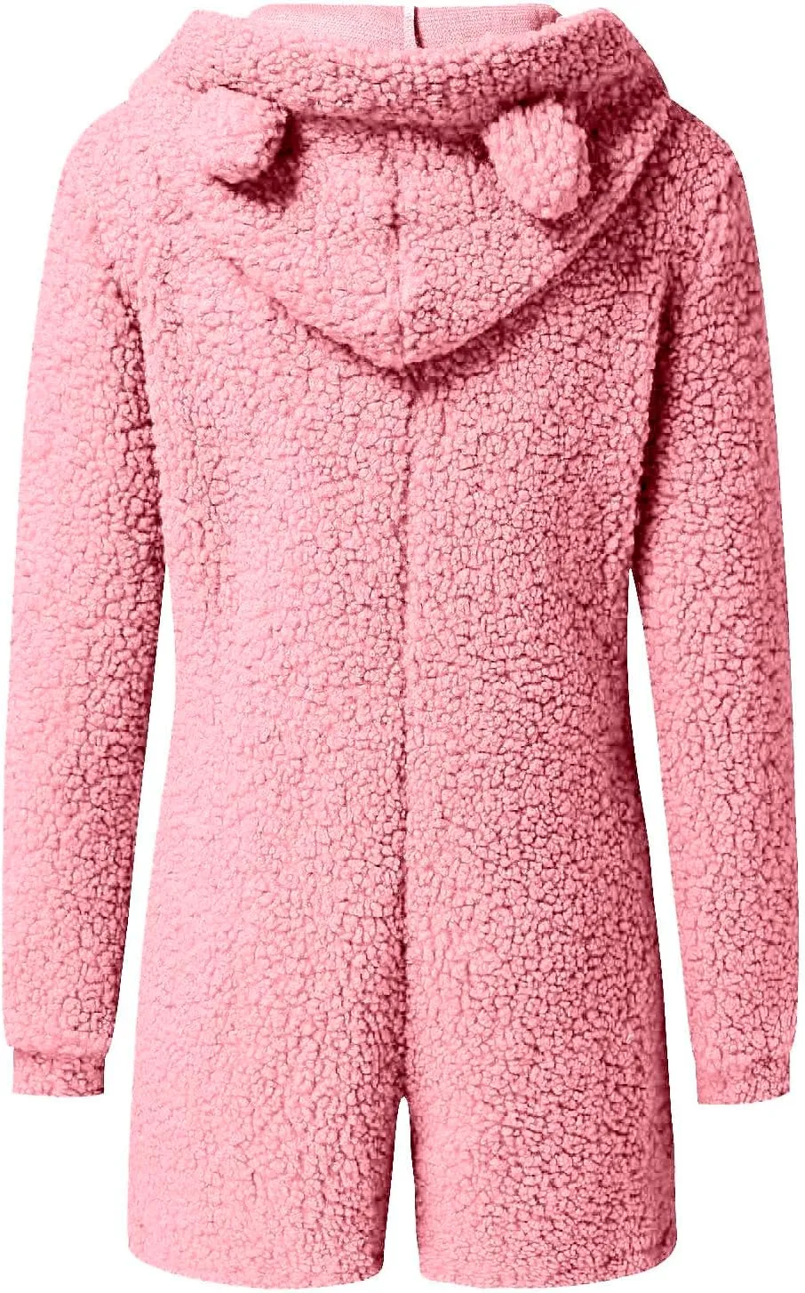 Women Plush Hooded Rompers Girls Cute Fuzzy Fleece Jumpsuit Casual Winter Warm Outfits Loungewear Homewear