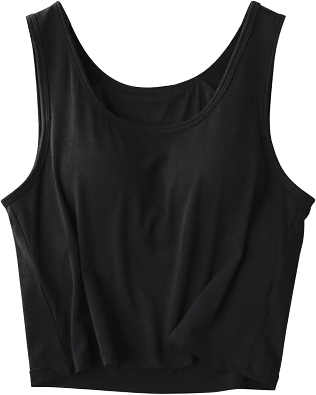 Women Rib Tank Top Padded Workout Top Square Neck Crop Tank Fitted Basic Layering Casual Undershirts Cami Tops