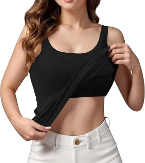 Women Rib Tank Tops with Built in Bras Summer Y2K Yoga Camisoles for Casual Fitness Workout Outfits Undershirts Cami