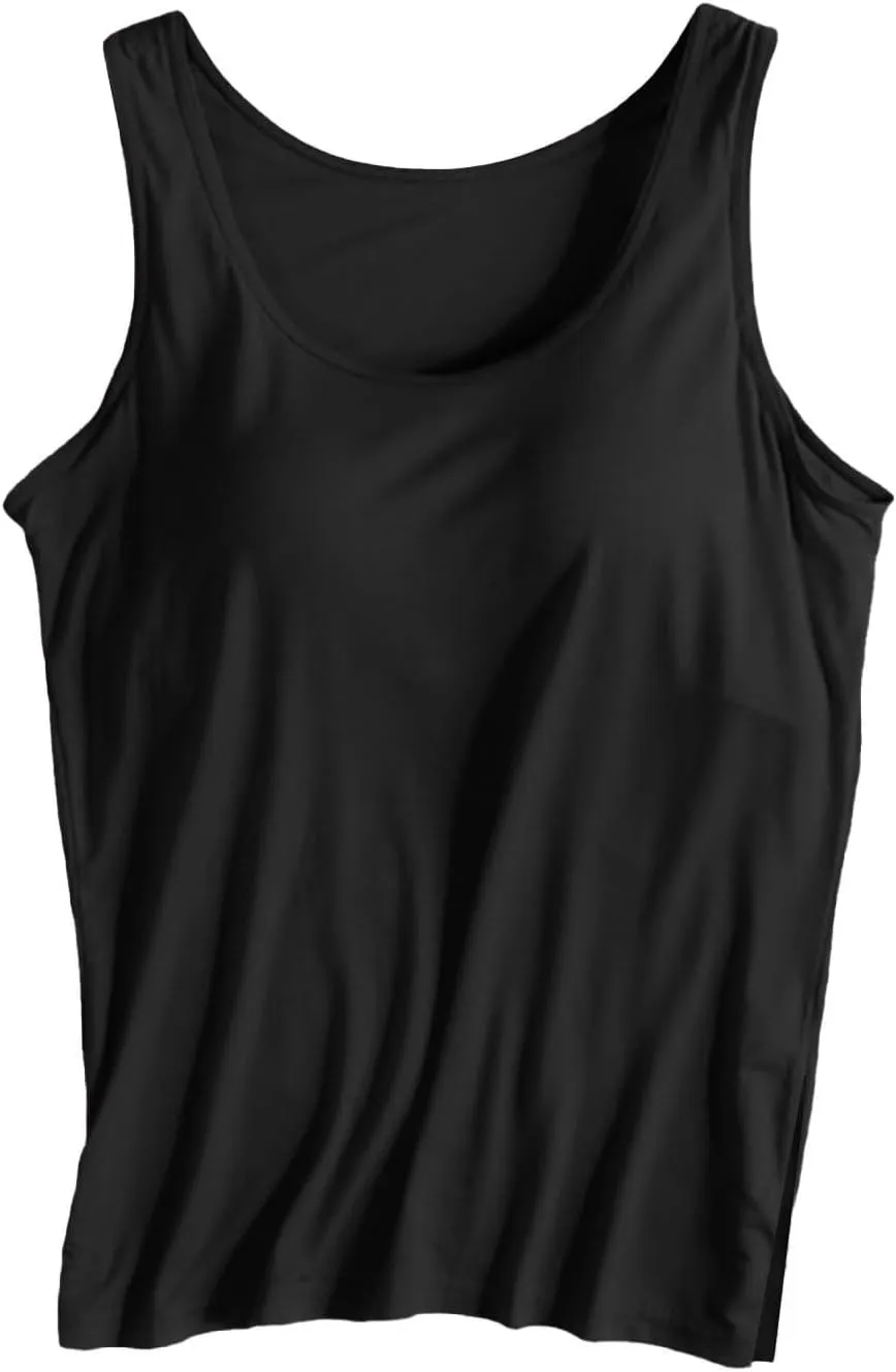 Women Rib Tank Tops with Built in Bras Summer Y2K Yoga Camisoles for Casual Fitness Workout Outfits Undershirts Cami