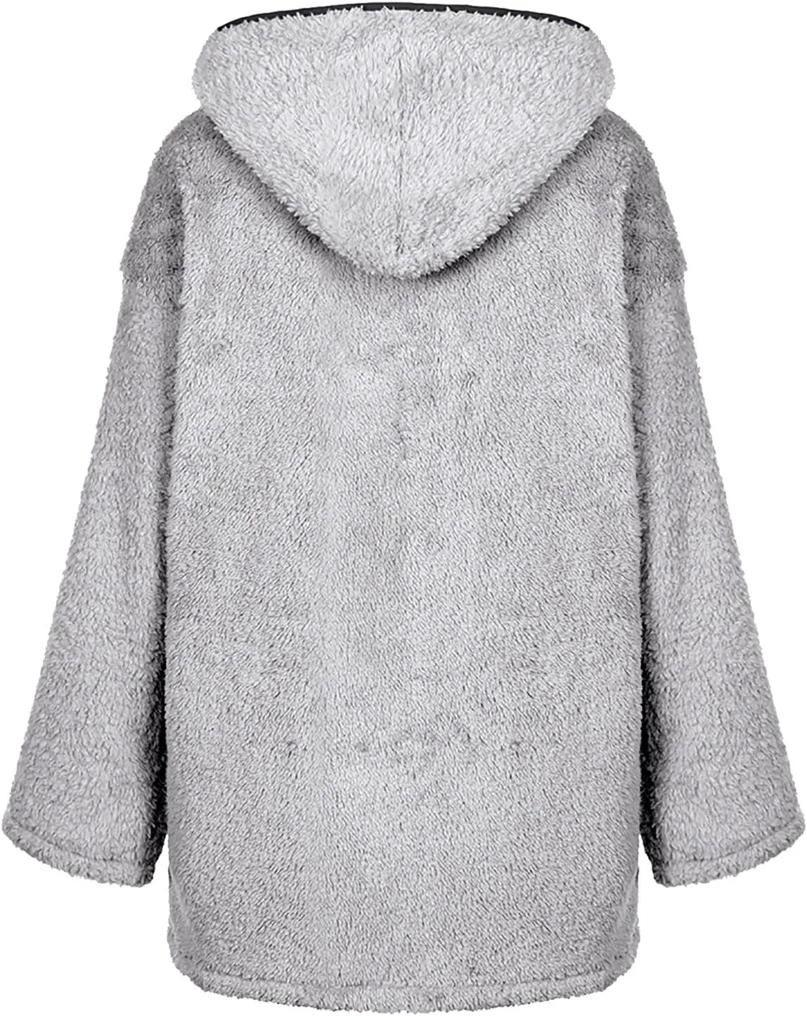 Women Sherpa Jacket Coat Oversized Long Sleeve Zip Up Winter Warm Fuzzy Fleece Open Front Hooded Cardigan Outwear