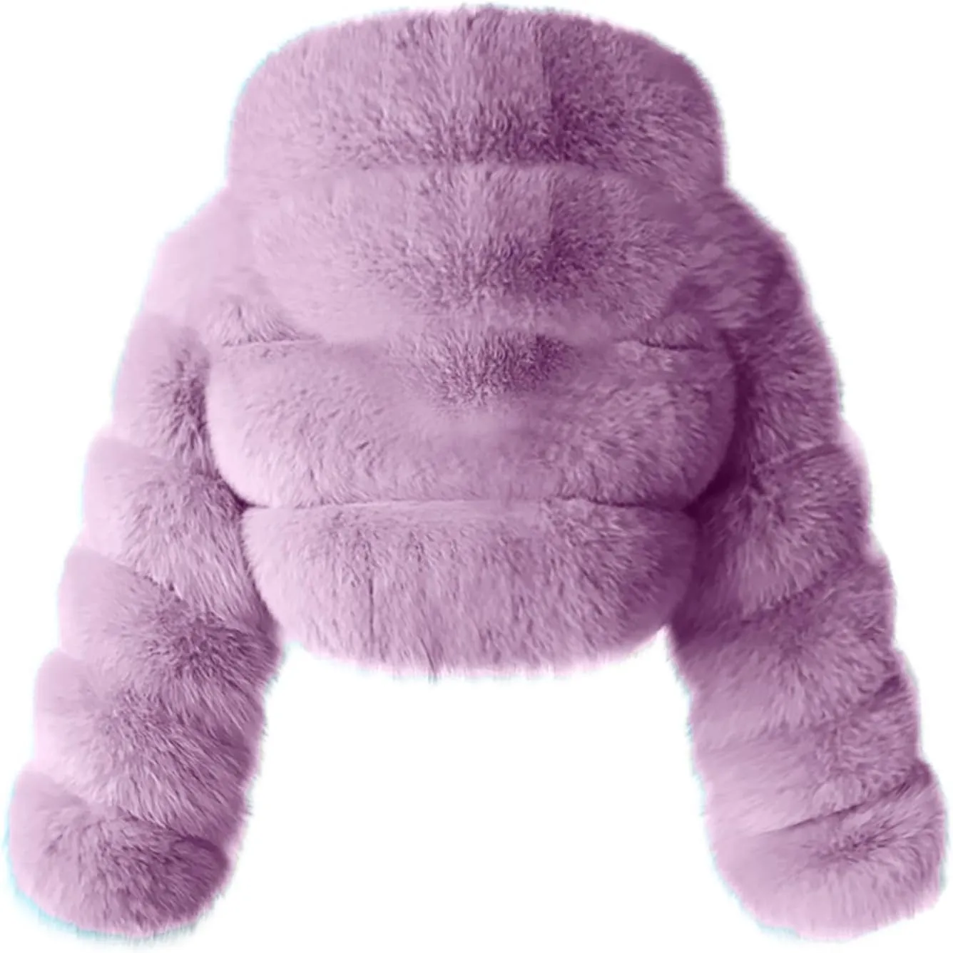 Women Short Faux Fur Coats Hooded Warm Furry Splicing Jacket Elegant Outerwear Fluffy Crop Winter Coat