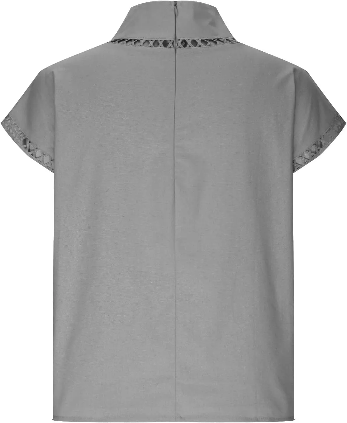 Women Summer Cotton Linen Tops 2025 Casual Loose Eyelet Cap Sleeve T Shirt Trendy Oversized Mock Neck Blouses Tees