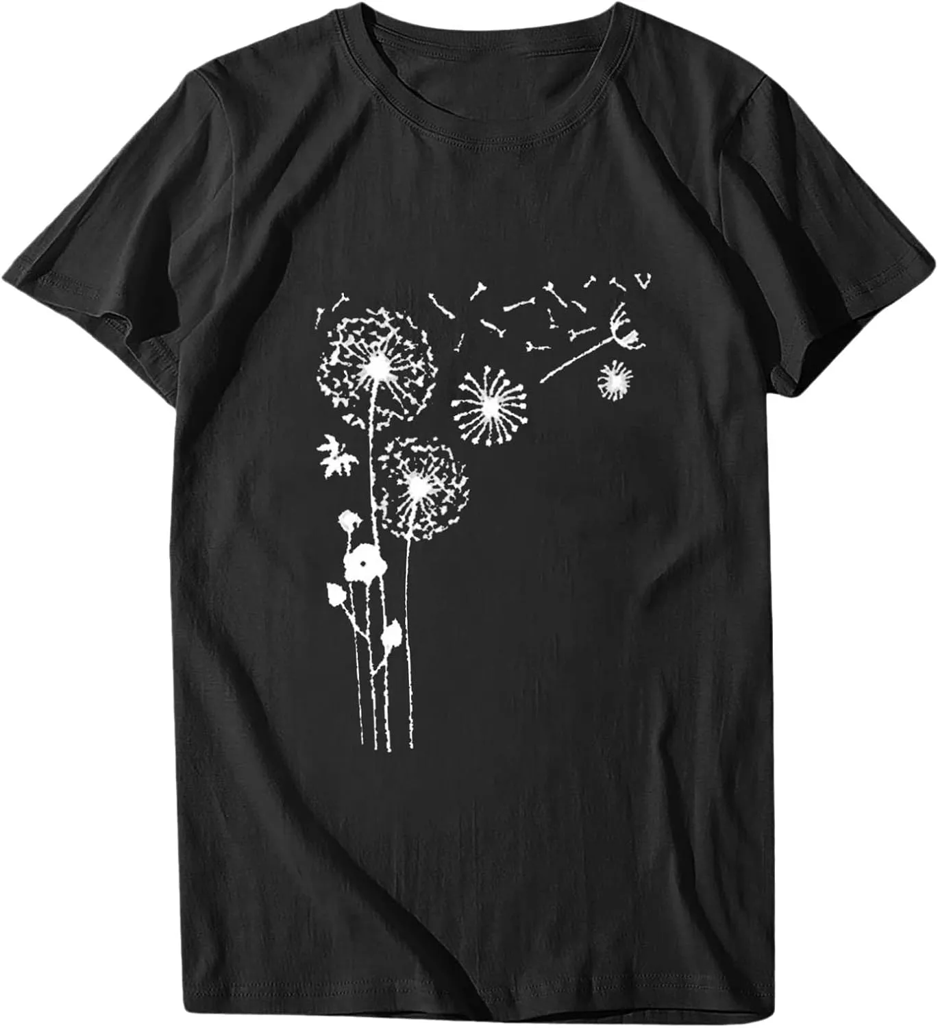 Women T-Shirt Casual Cute Tops Graphic Tee Crew Neck Short Sleeve Sunflower Heart Print Loose Summer Tops Tshirts