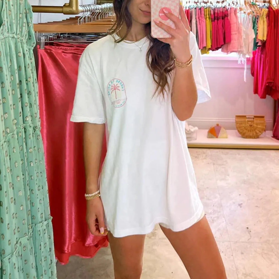 Women Teen Girls Hawaii Oversized Graphic T Shirt Y2k Short Sleeve Loose Coastal Tees Summer Preppy Retro Baggy Top