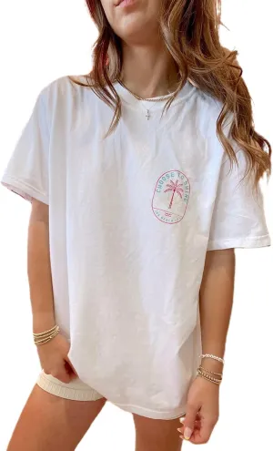 Women Teen Girls Hawaii Oversized Graphic T Shirt Y2k Short Sleeve Loose Coastal Tees Summer Preppy Retro Baggy Top