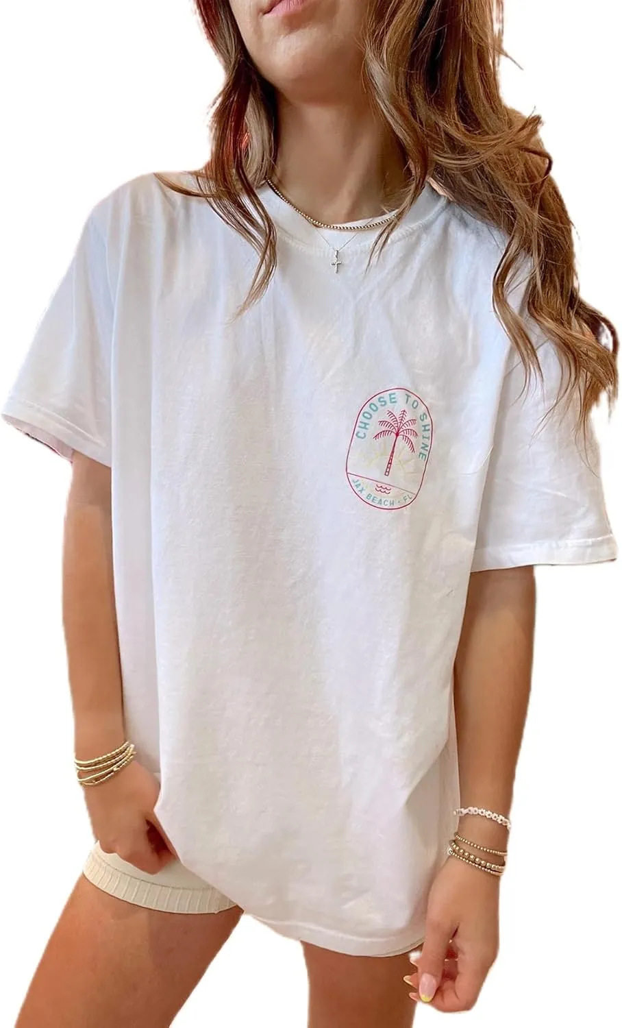 Women Teen Girls Hawaii Oversized Graphic T Shirt Y2k Short Sleeve Loose Coastal Tees Summer Preppy Retro Baggy Top