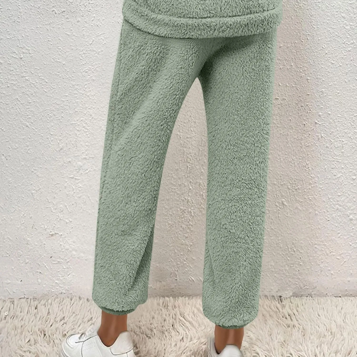 Women Winter Lounge Pants Plus Size Fluffy Jogger Pants Fuzzy Pajamas Pants Fleece Pj Bottoms Comfy Lounge Trousers
