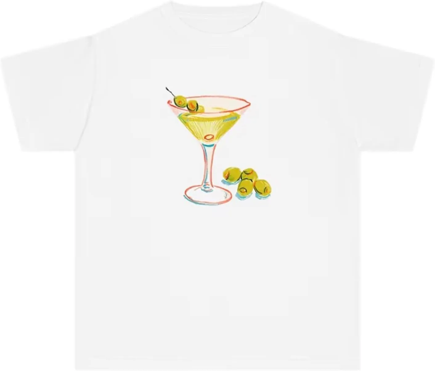 Women Y2K Aesthetic Graphic Baby Tees Short Sleeve Crewneck Fitted Crop Tops Teen Girl Summer Vintage White T Shirt