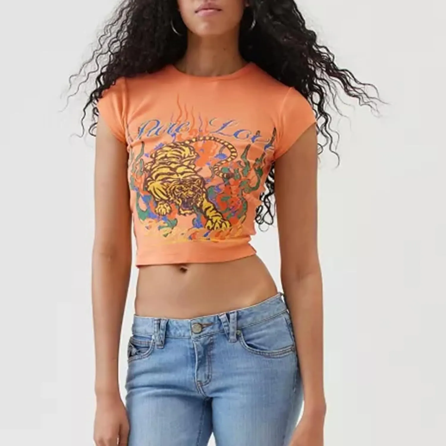 Women Y2k Baby Tees Cute Graphic Short Sleeve Crop Top Vintage Print Crop Shirt Aesthetic Crop Tee Top 00s Streetwear