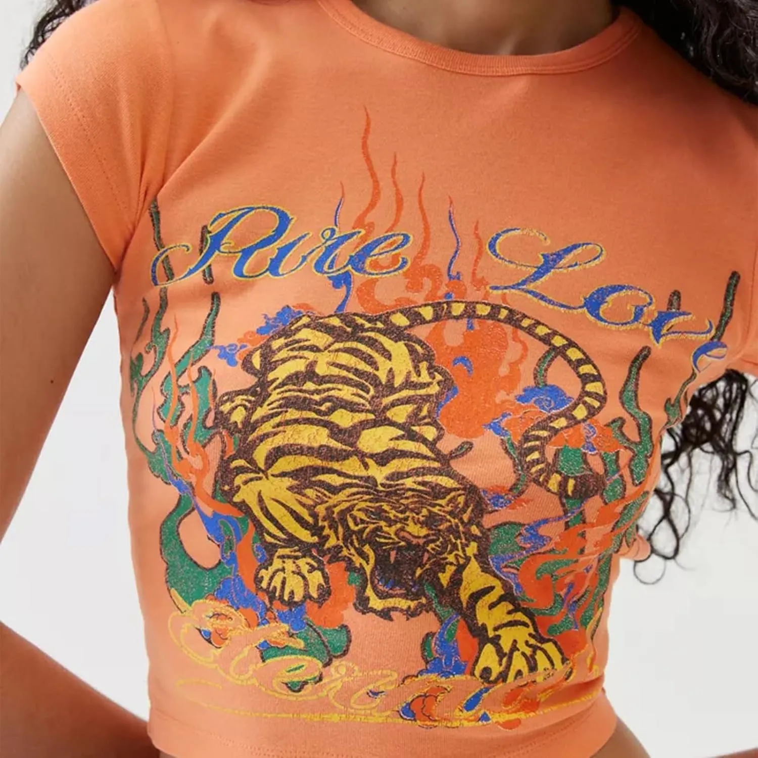 Women Y2k Baby Tees Cute Graphic Short Sleeve Crop Top Vintage Print Crop Shirt Aesthetic Crop Tee Top 00s Streetwear