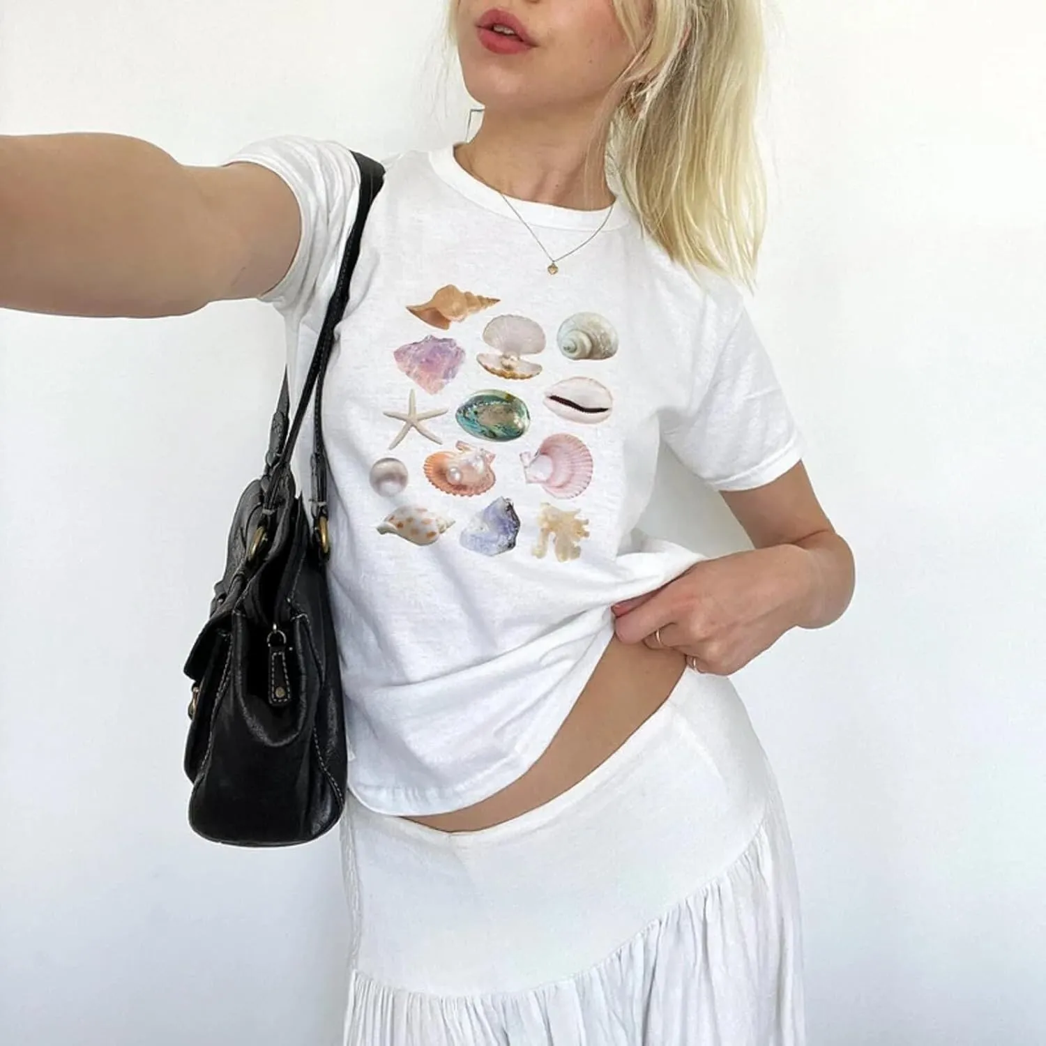 Women Y2k Short Sleeve Baby Tees Cute Graphic Print Slim Fit T Shirts Vintage Aesthetic Crop Top Tees