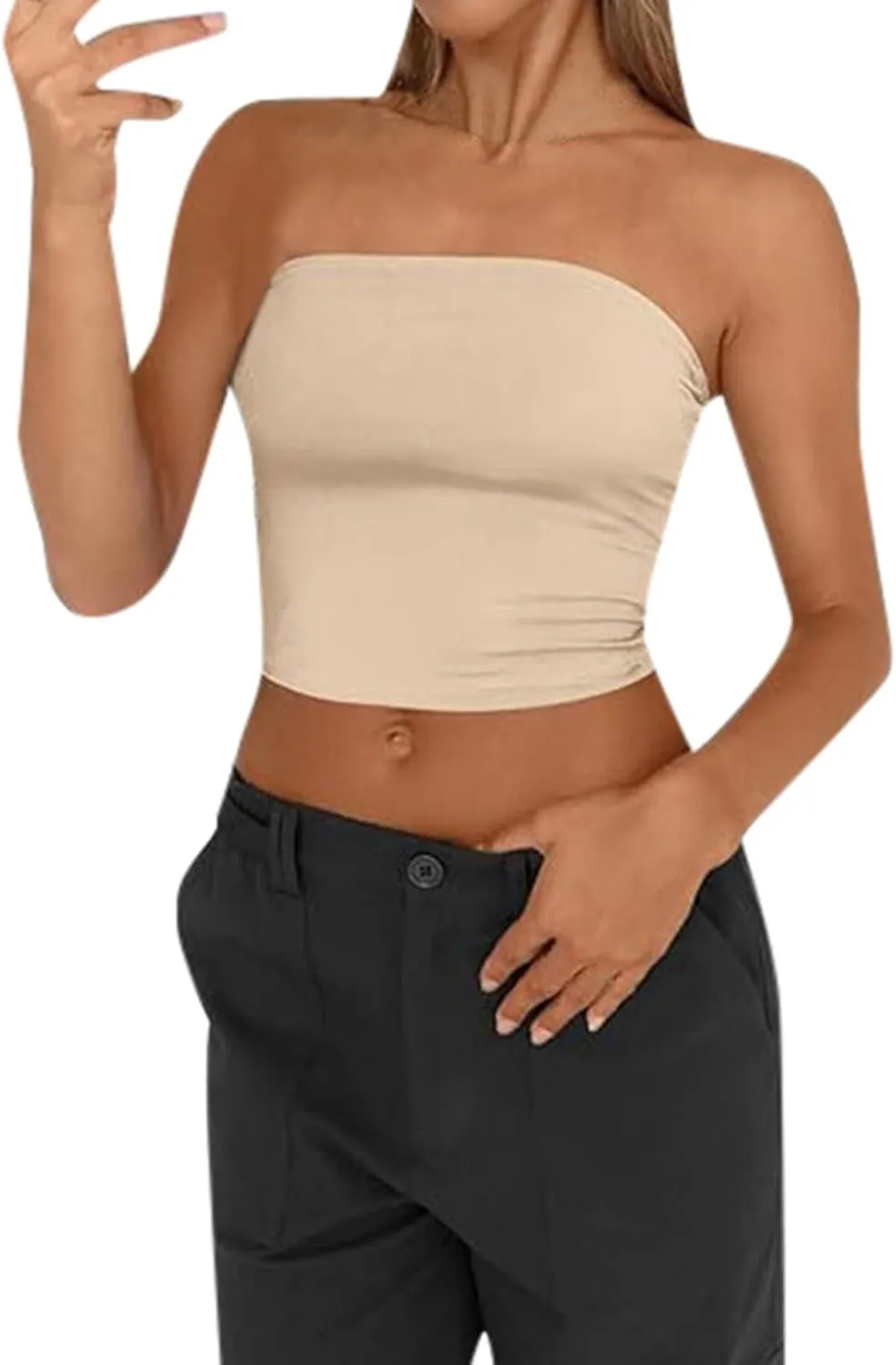 Women Y2K Strapless Backless Tube Top Double Lined Sleeveless Crop Tank 2025 Summer Clothes Going Out