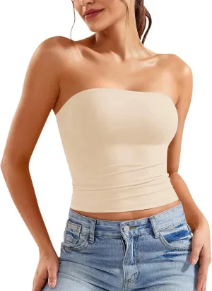 Women Y2K Strapless Backless Tube Top Double Lined Sleeveless Crop Tank 2025 Summer Clothes Going Out