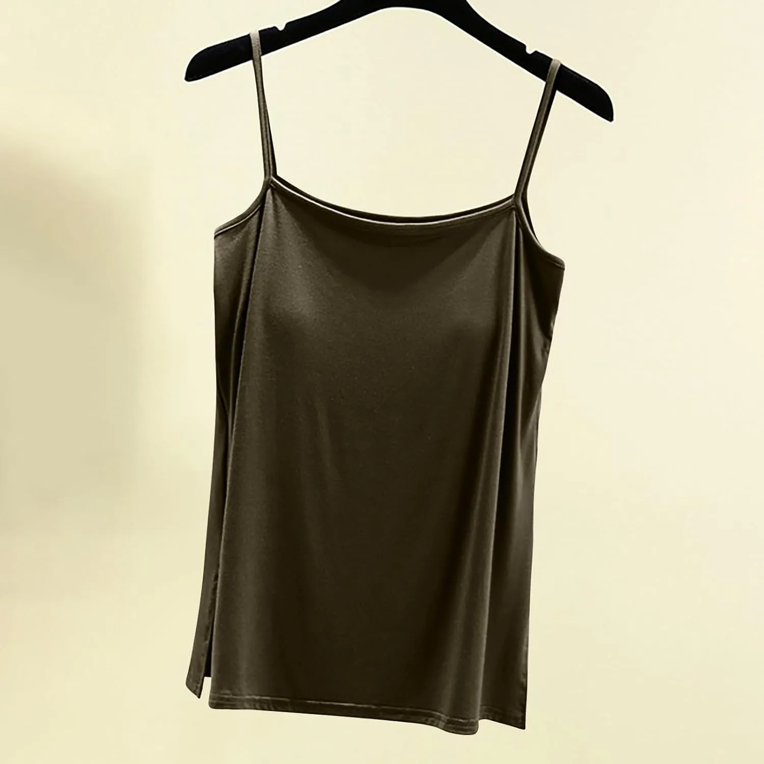 Womens Built-in Bra Padded Camisole Yoga Tanks Tops Wireless Support Short Cami Shirts Loose Fit Casual Blouse