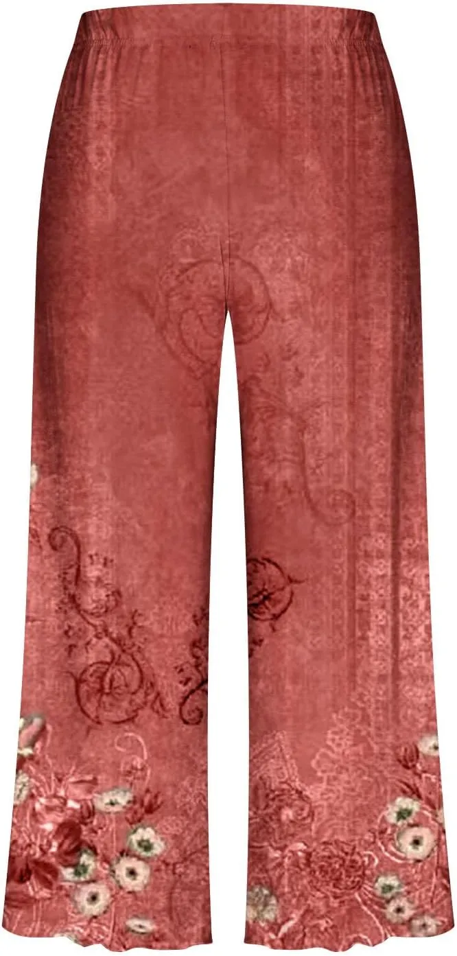 Women's Cotton Pajamas Short Sleeve Tops and Capri Pants 2 Piece Loungewear Plus Size Summer Pajama Sets with Pocket