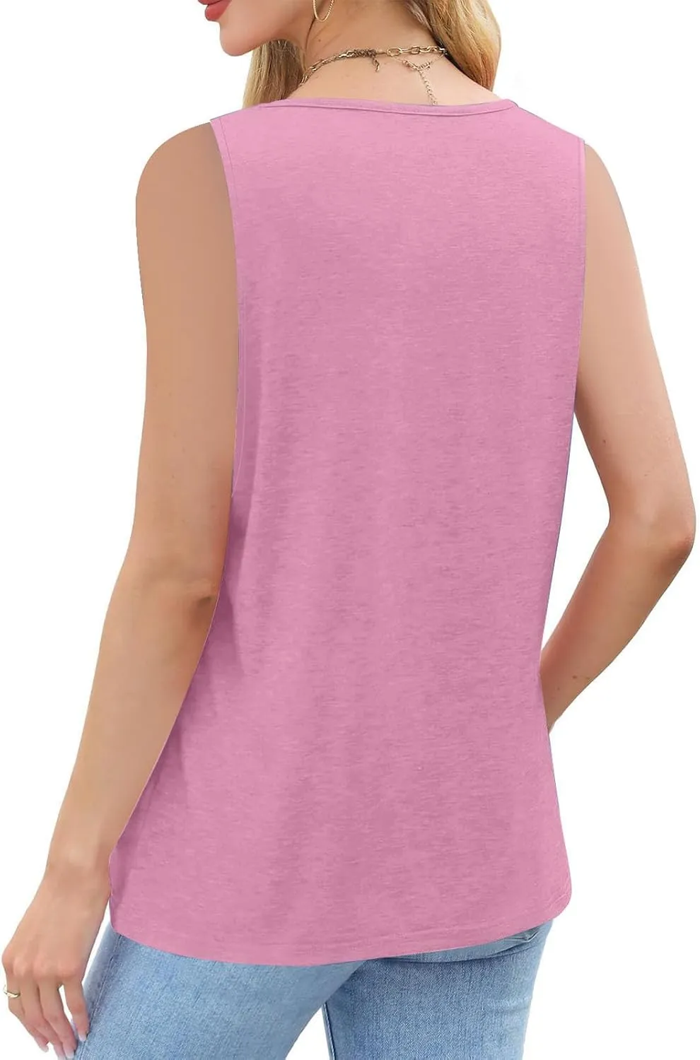 Womens Criss Cross V Neck Tank Tops Summer Sleeveless Tunic Shirts Casual Basic Tee Shirt Loose Fit Blouses