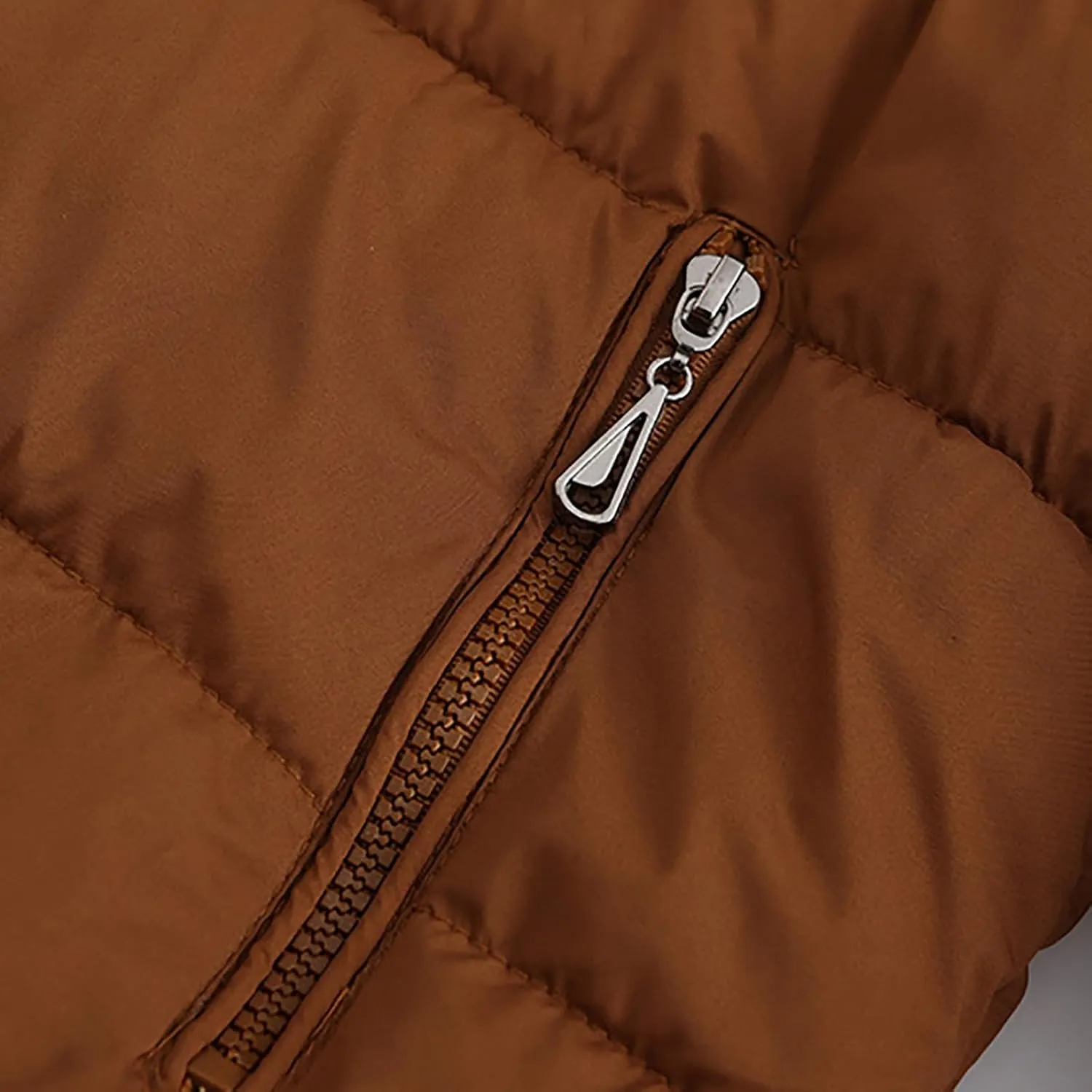 Women's Crop Puffer Jacket Warm Thickened Zip Up Down Jacket Quilted Parkas Faux Fur Removable Hood Outerwear Pockets