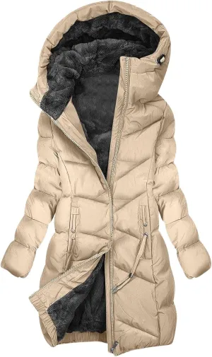 Women's Down Jackets Fleece Lined Thicken Parka Zip Up Winter Coats Daily Fashion Versatile Outerwear with Pockets