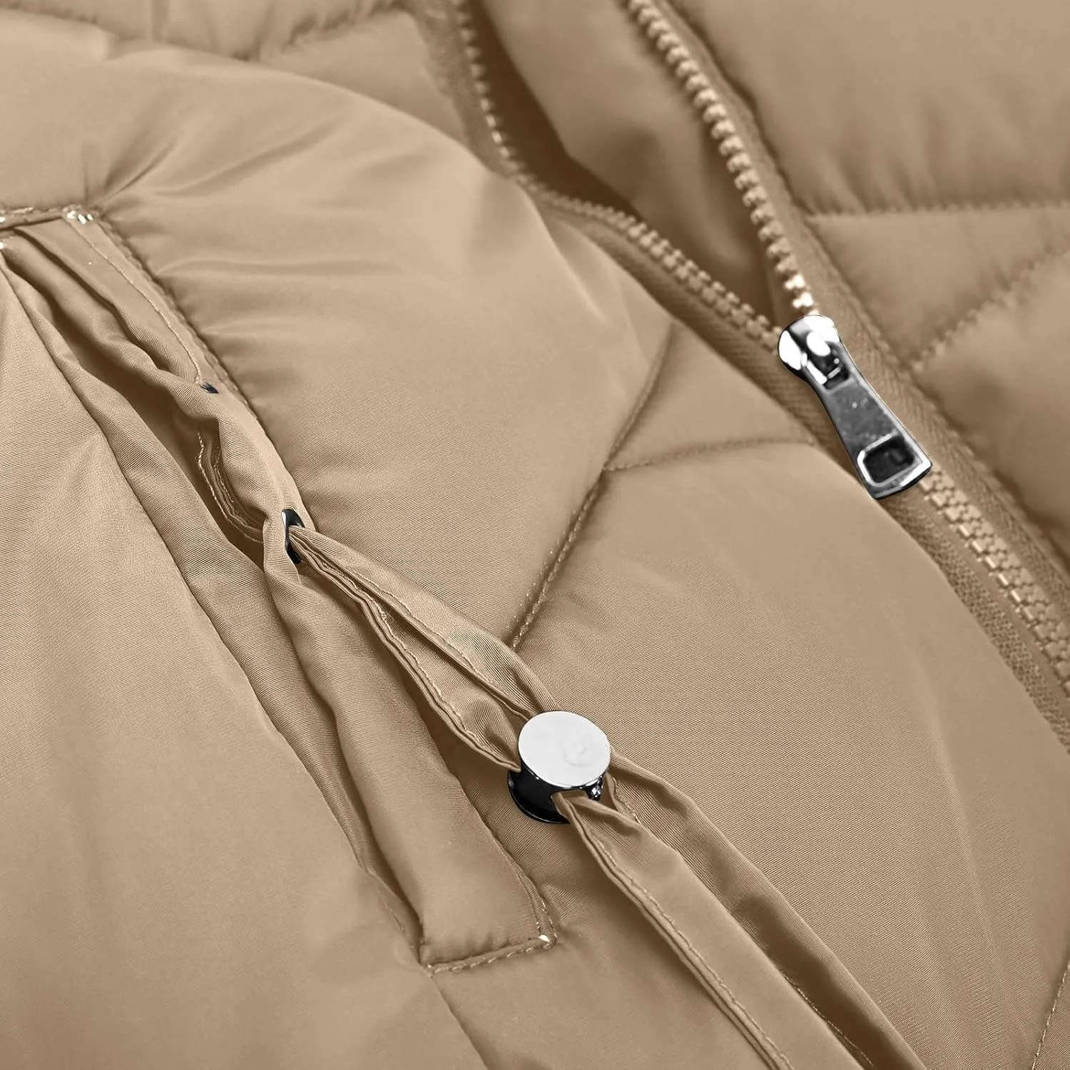 Women's Down Jackets Fleece Lined Thicken Parka Zip Up Winter Coats Daily Fashion Versatile Outerwear with Pockets